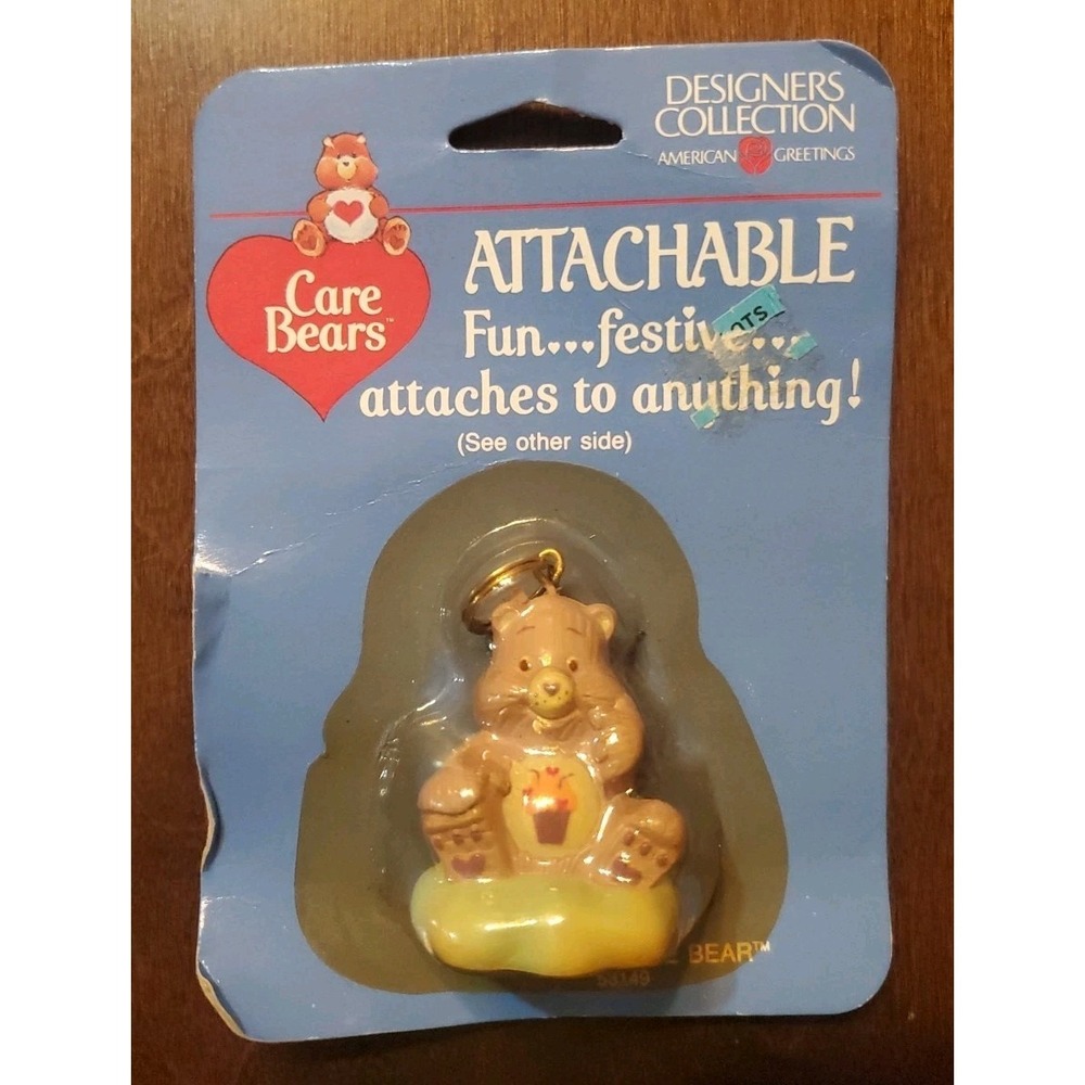 Vintage Care Bears Attachable Share Bear Key Chain Zipper Pull 1985